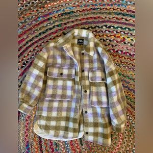 Zara, oversized shacket. So cozy. Sized "S-M".